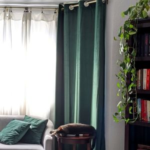 Green Velvet 2 Panel Curtain Set